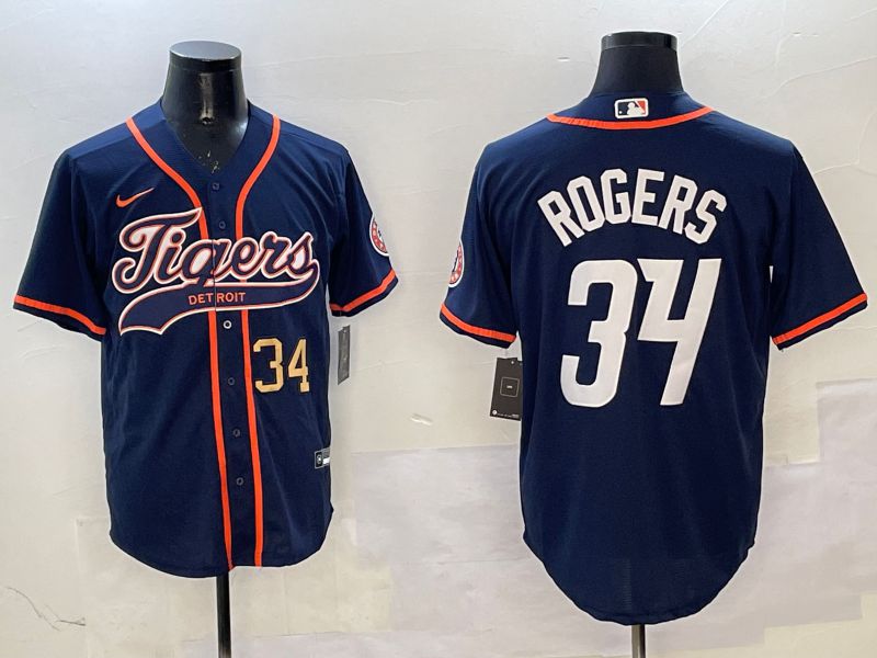 Men Detroit Tigers #34 Rogers Drak Blue Joint Name Game 2025 Nike MLB Jersey style 3
